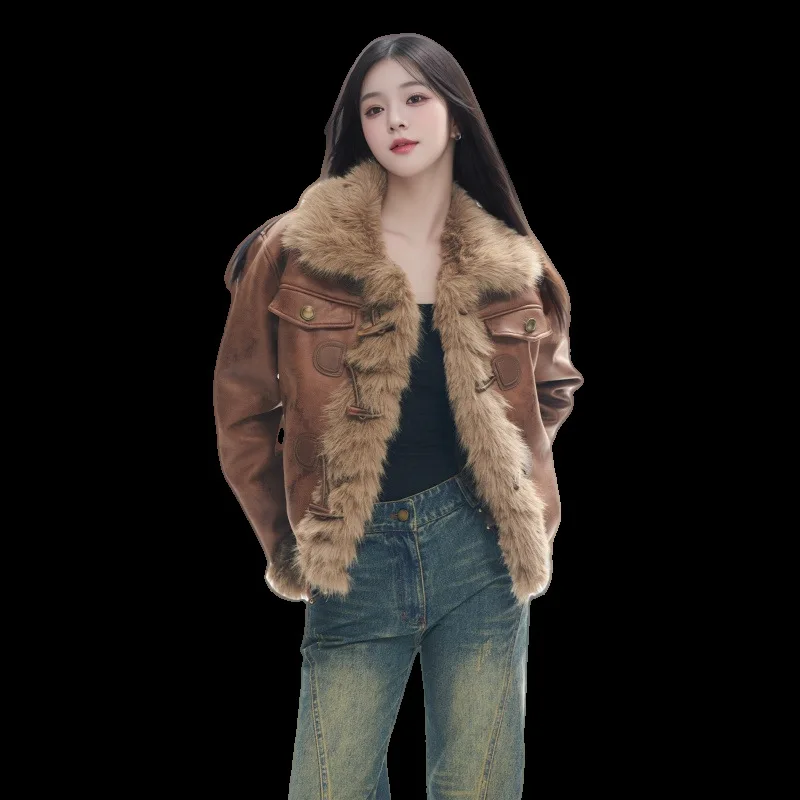 2025, Winter neuer Kurzmantel aus Kunstfuchsfell, modische warme Freizeitjacke