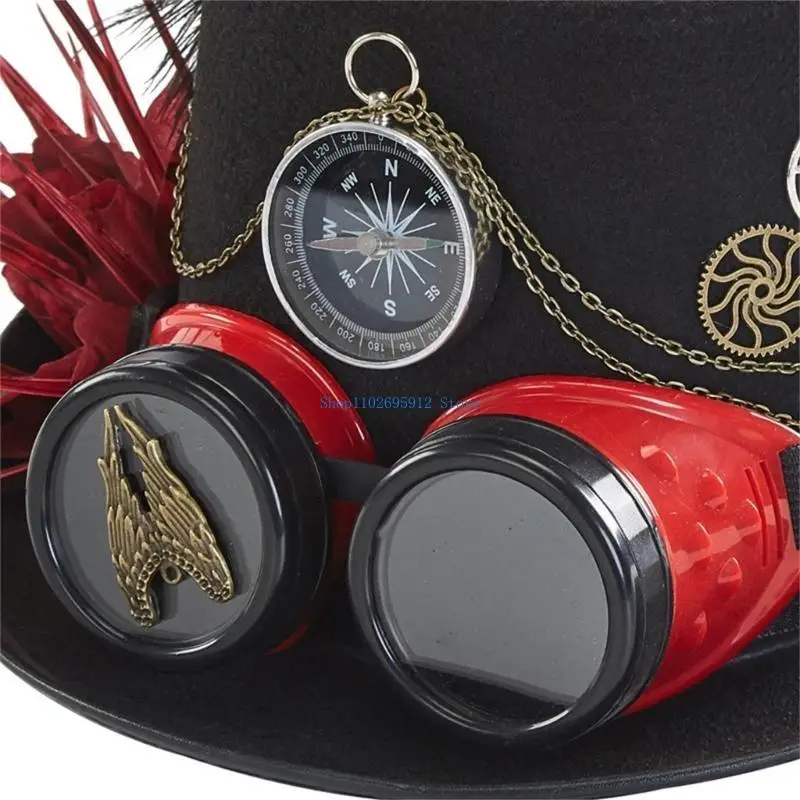 N7YE Steampunk Time Hat Steampunk Hat Steampunk أعلى قبعة للرجال مع نظارات واقية #3
