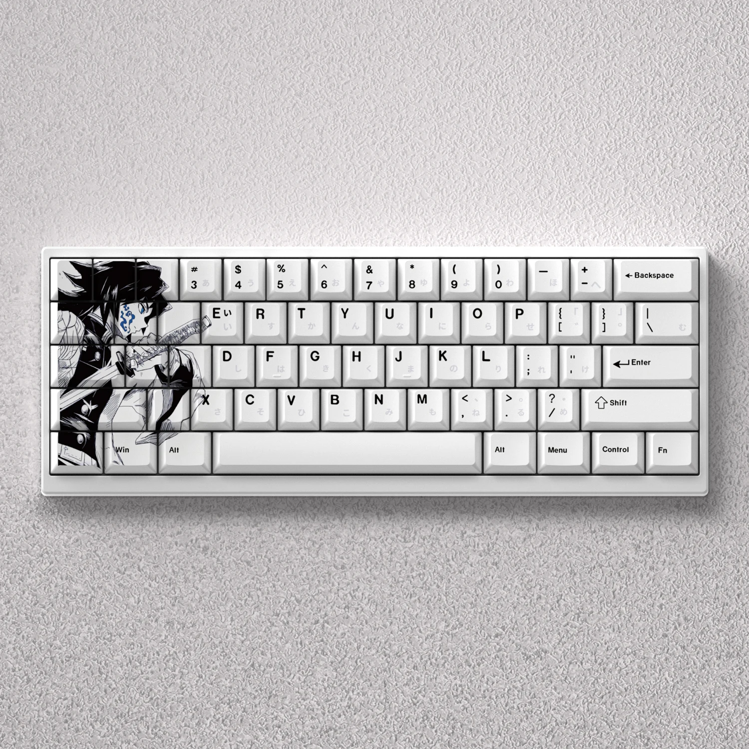 Anime Keycaps Giyu Tomioka PBT Dye Sublimation Cherry White for 60 65 68 75 87 Mechanical Keyboard AULA F75 Ajazz Mad 60he 68he