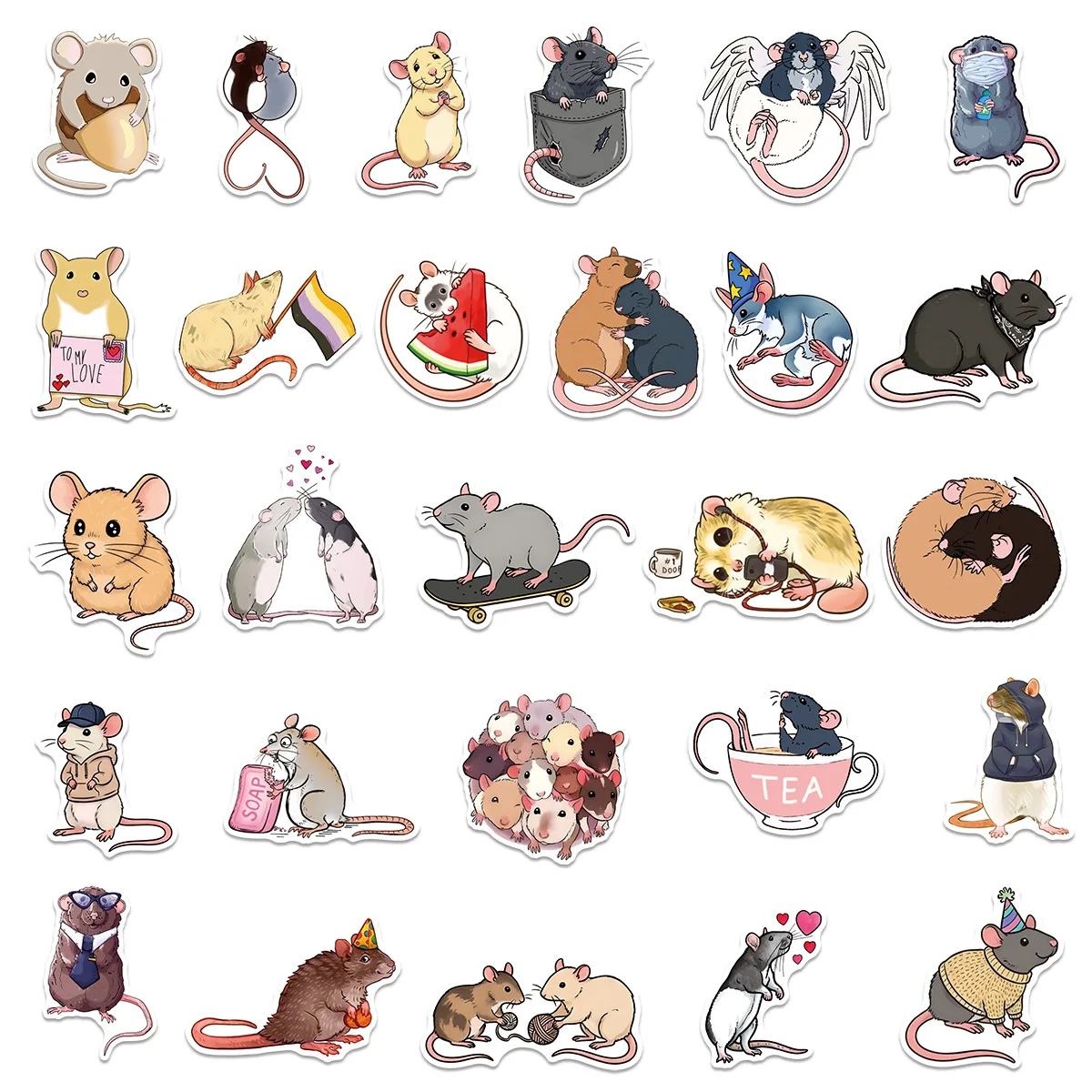 10/50PCS 만화 마우스 스티커 귀여운 재미 있은 낙서 방수 데칼 장난감 선물 물 컵 스크랩북 휴대 전화 케이스