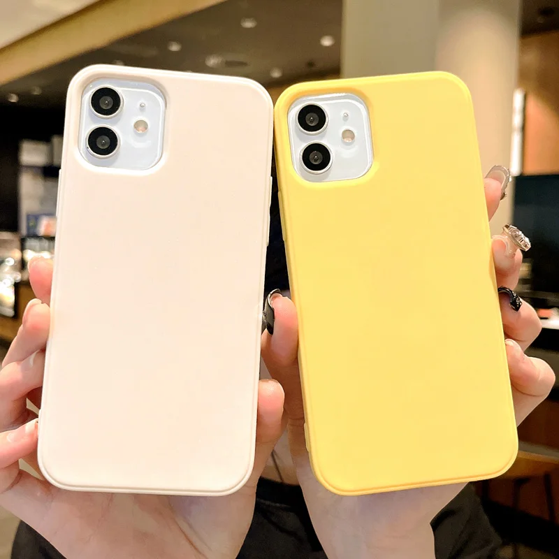 Luxury Soft Phone Case for IPhone 11 12 14 13 Pro Max 13PRO 14PLUS 14promax Silicone Solid Color Matte Shockproof Cover Coque