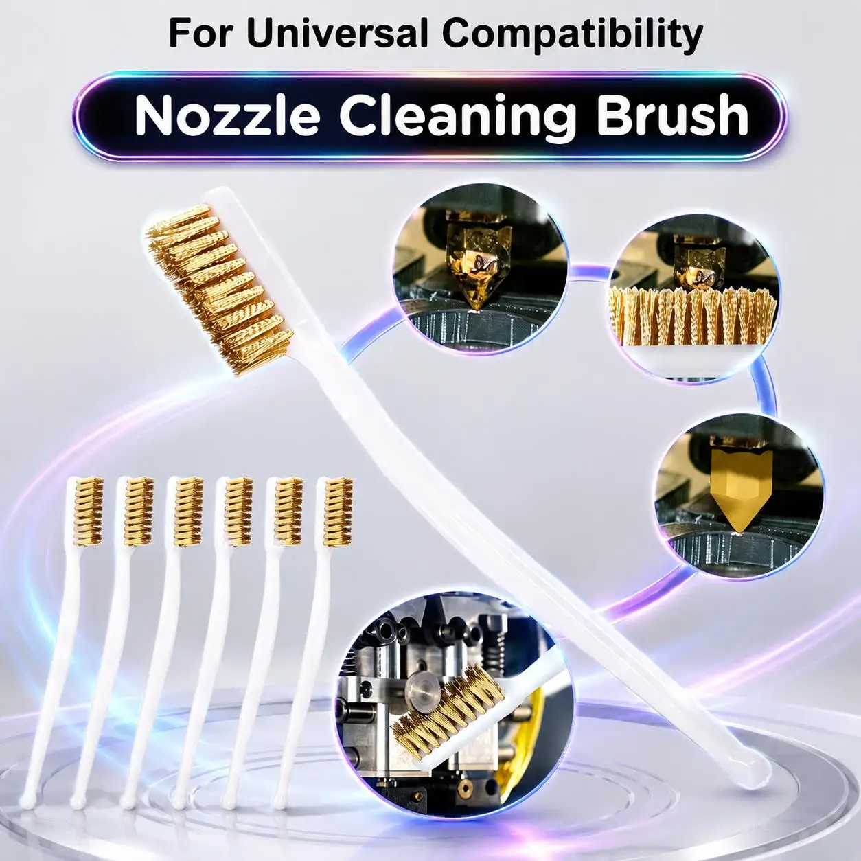 Copper Bristle Cleaning Brush for 3D Printer Hotend Nozzle Extruder, Cleaner Tool fit Ender3 CR10 MK8 E3D FDM Printer Parts