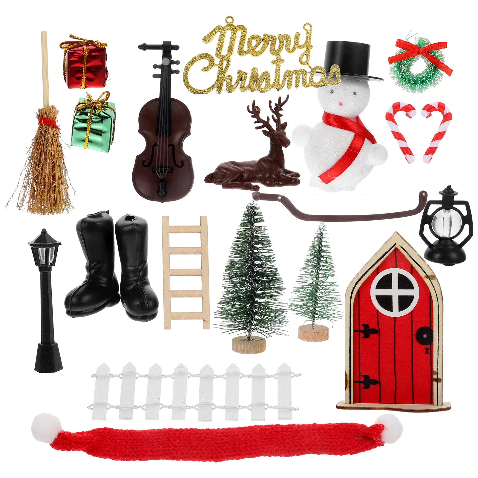 House Christmas Themed Mini Figurines Decorations Home DIY Model Xmas Ornaments Tree Cake Festival Tiny