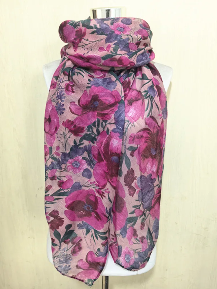 

Новый длинный шарф с цветочным принтом для женщин, весенне-осенние мягкие шарфы с цветочным принтом, теплый женский шарф, хиджаб, женская шаль