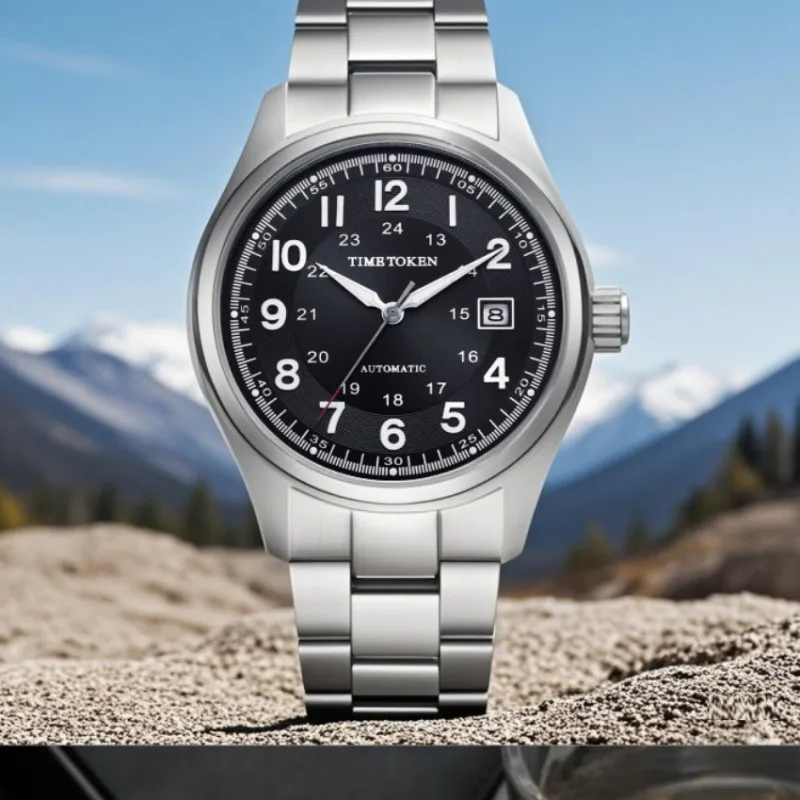 TIME TOKEN Mens Luxury Automatic Mechanical Watch Water Resistant 50m with Luminous Hands Sapphire Glass 316 Stainless Steel