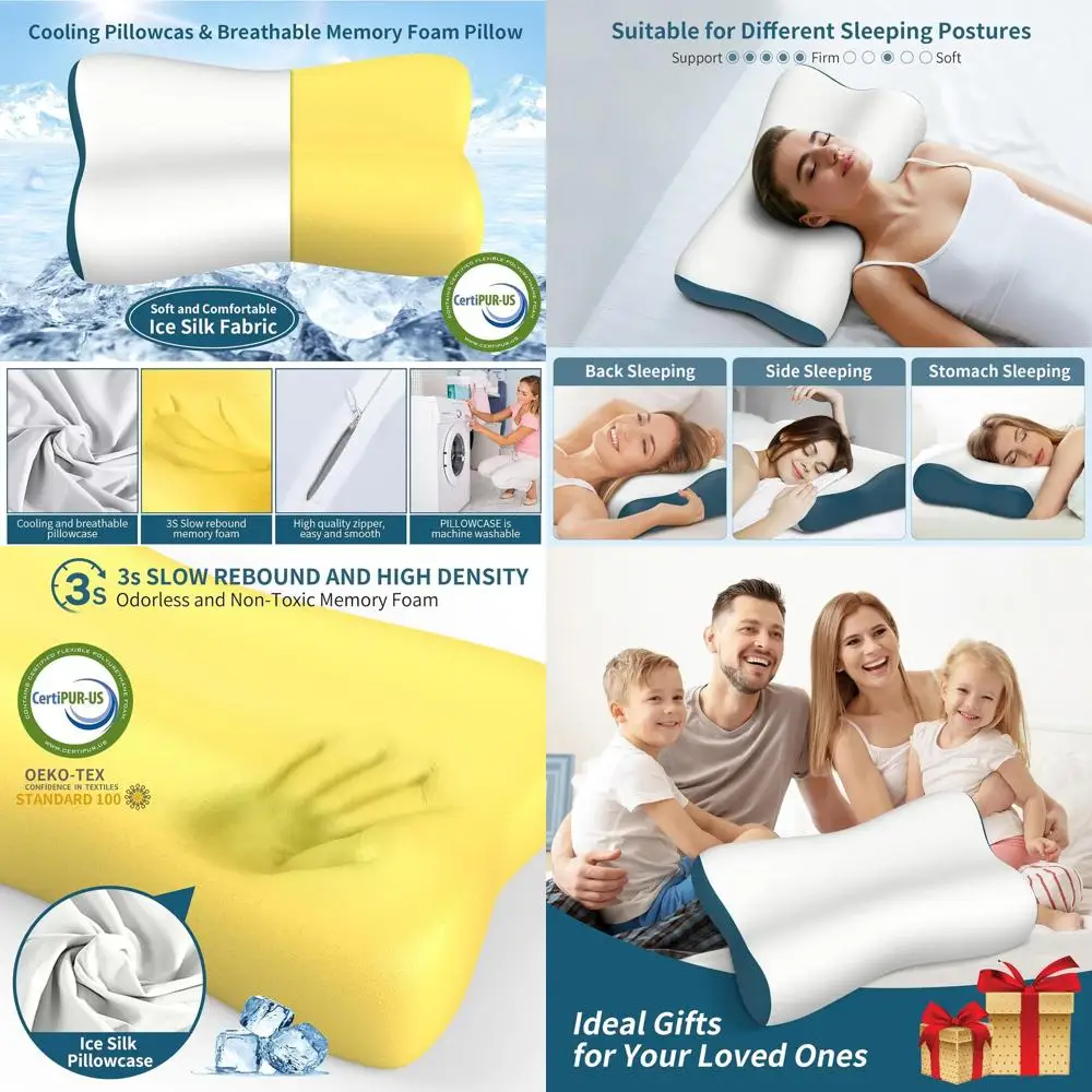 

Orthopedic Cooling Memory Foam Pillow for Neck Support and Side Sleepers