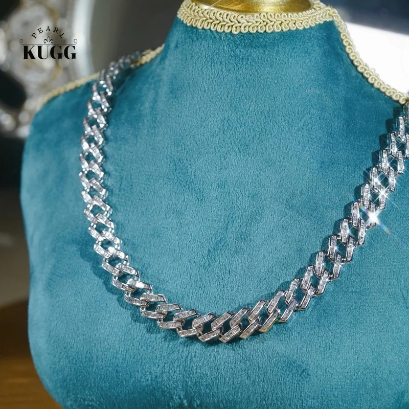KUGG 100% 18K White Gold Necklace Luxury Fashion Design 6.60carat Real Natural Diamond Necklace for Women High Party Jewelry