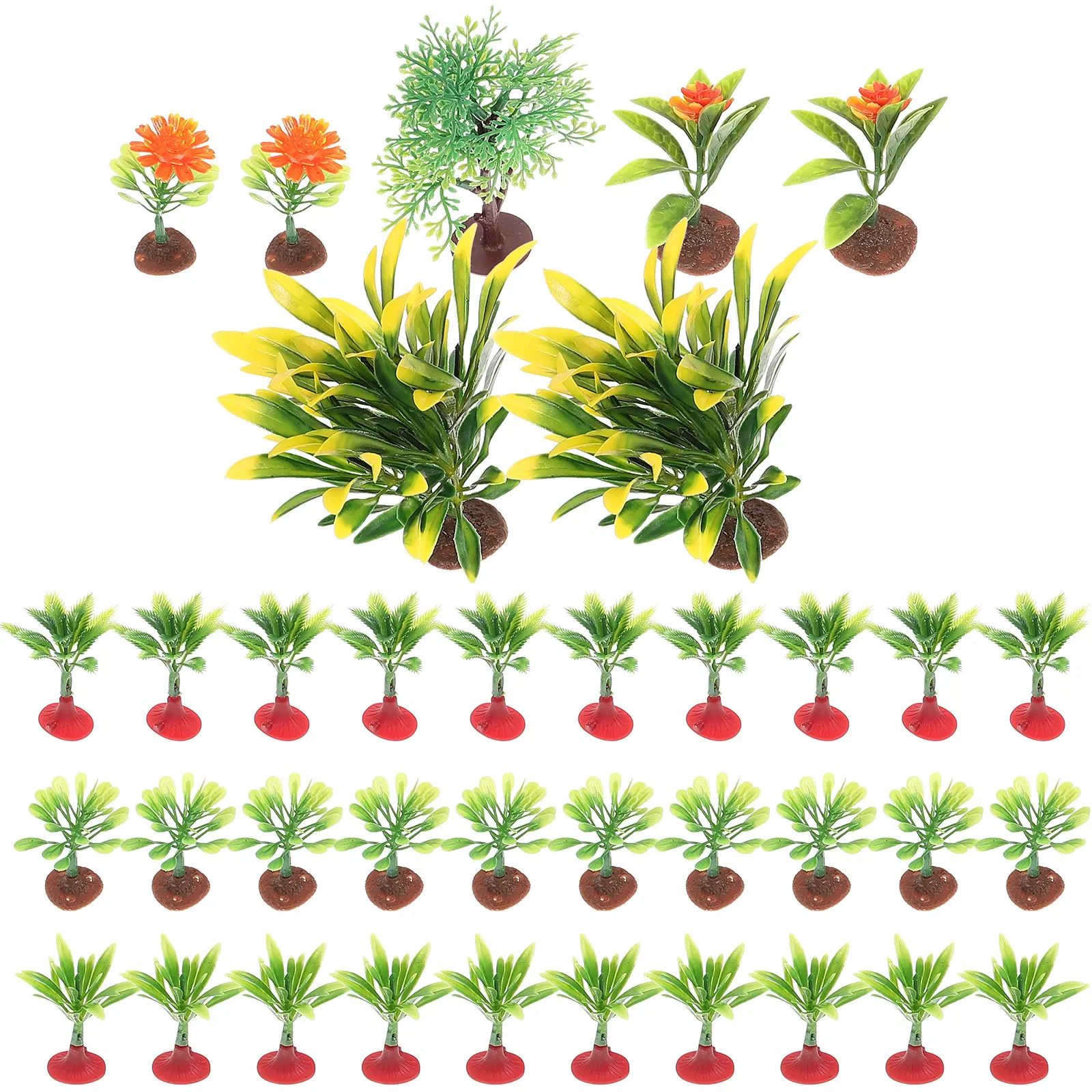 

37 шт. реалистичных имитаций растений и деревьев, креативные ландшафтные украшения, принадлежности для микросада, диорамы, песочницы, миниатюрные элементы