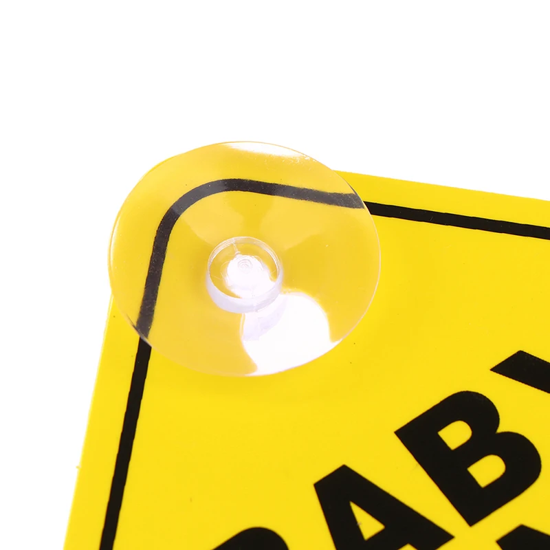 Baby On Board Sign with Suction Cup Car Window Yellow REFLECTIVE Warning Sign 12cm Safety Driving Accesorios