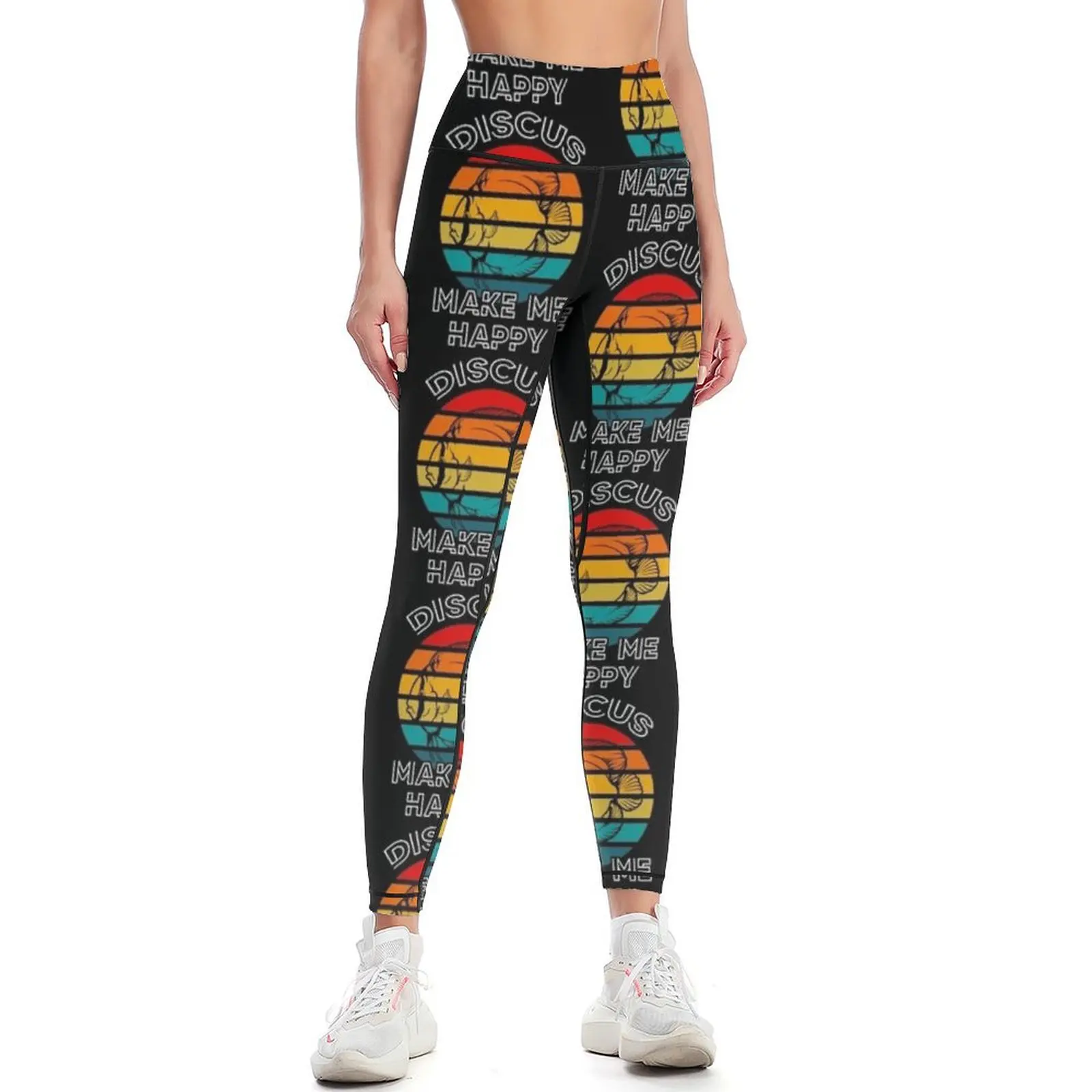 Discus Fish Make Me Happy Retro Sunset Leggings Women's sports pants Legging sport joggers for Womens Leggings