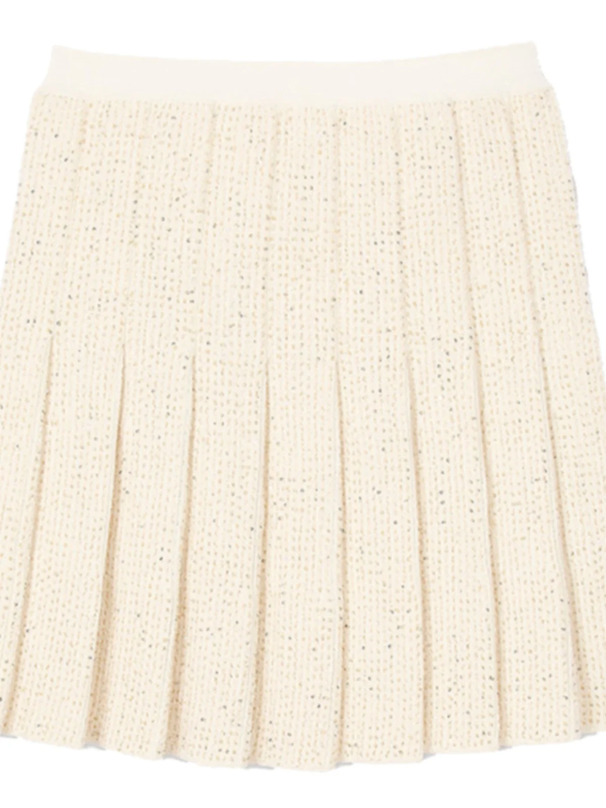 Nuova Gonna Plissettata in Maglia da Donna Serie Primavera, Gonna a Vita Media Linea A, Lunghezza Media, Tinta Unita PATADS