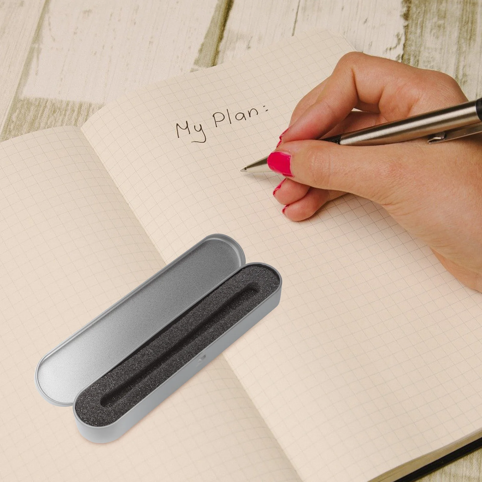 

4 pcs Metal Pen Box Sponge Iron Pencil Case Tin Storage Boxes Square Gift Waterproof Lightweight Durable Makeup