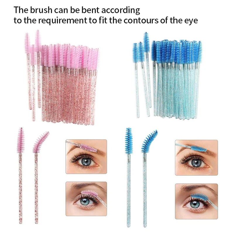 Wholesale Eyelash Extension Crystal Mascara Brush Disposable Eyelash Brush Brow and Lash Comb make up brushes