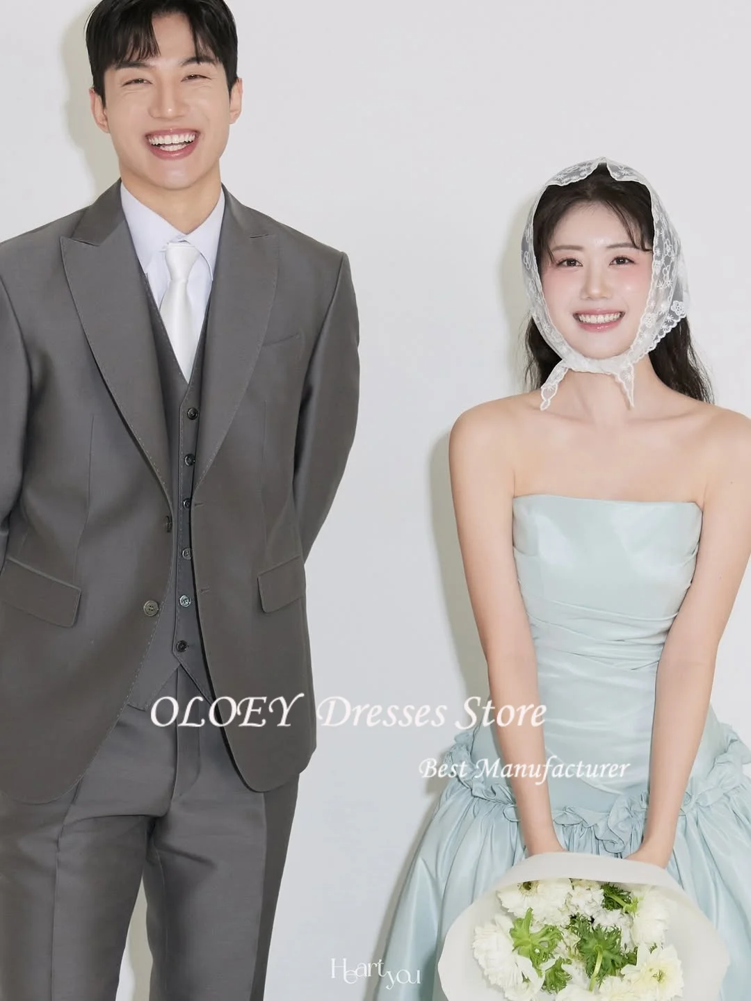 OLOEY Simple A-line Korea Wedding Dress Photo Shoot Sleeveless Prom Formal Party Gown Custom Made 웨딩드레스 vestidos de noiva