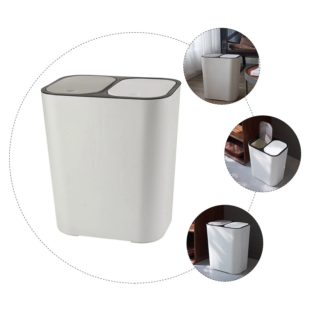 Kitchen Trash Can with Lid Household Classified Dry and Wet Separation Garbage Basket (15l ) Bin Home Wastebasket Bins