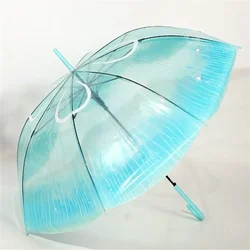 Jellyfish Automatic Transparent Umbrella Modern Gradient Unique Beach Parasol Plastic Unisex Long Handle Minimalist Rain Gear