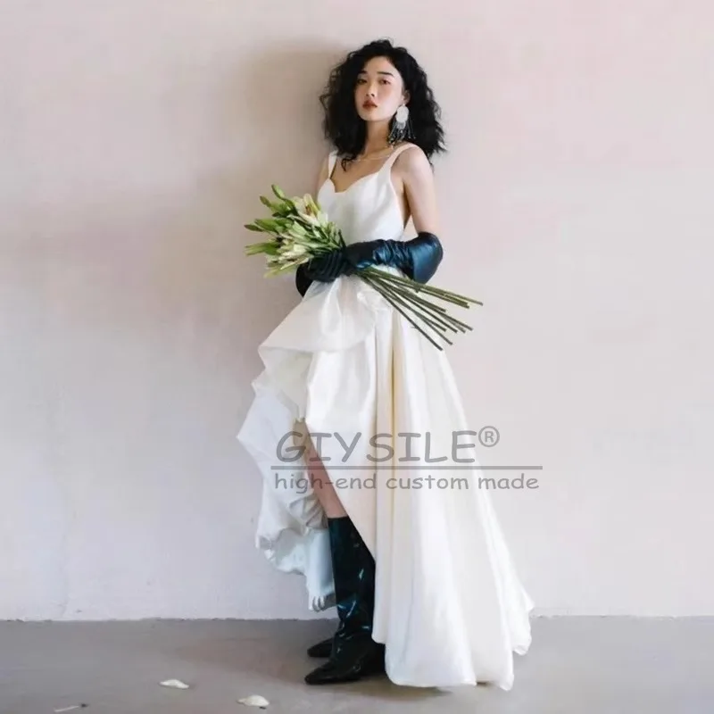 GIYSILE カスタムメイド フレンチスリング ライトウェディングドレス 新作 高級サテンドレス ライトな雰囲気のイブニングドレス