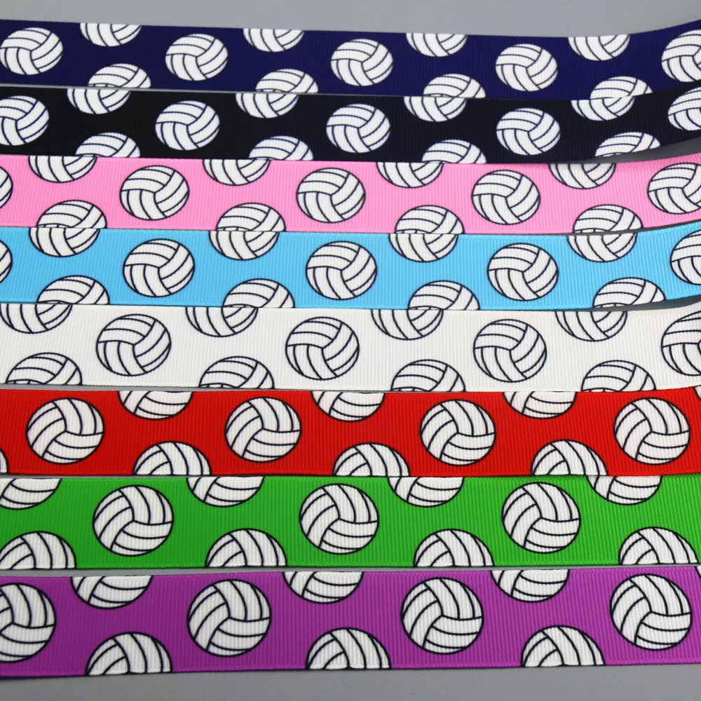DHK 50yards Volleyball Ball Sport Printed Grosgrain Ribbon Accessories Headwear Decoration Collar DIY Sewing Craft S2455