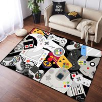 Fashion Crystal Pile Gaming Carpet with Video Game Controller Game Room Carpet Bedroom Full Pile Non-Slip Carpet