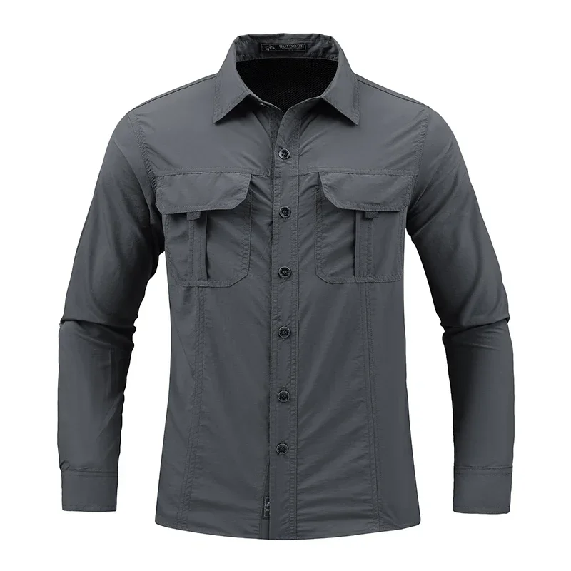 Lightweight Quick-Drying Shirt Tactical Shirt Outdoor Military Long-Sleeve Work Shirt Breathable Sports Tops Sun Protection