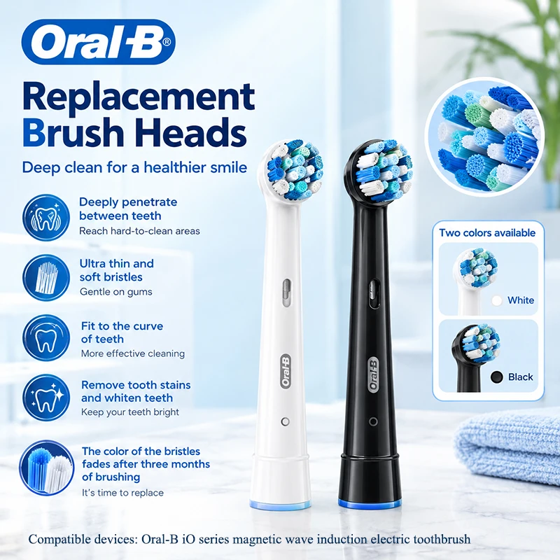 Oral-B Replacement Brush Heads Compatible with IO Soft Bristles Deep Clean Whitening Toothbrush Replacement 4 Pack Whiten Teeth