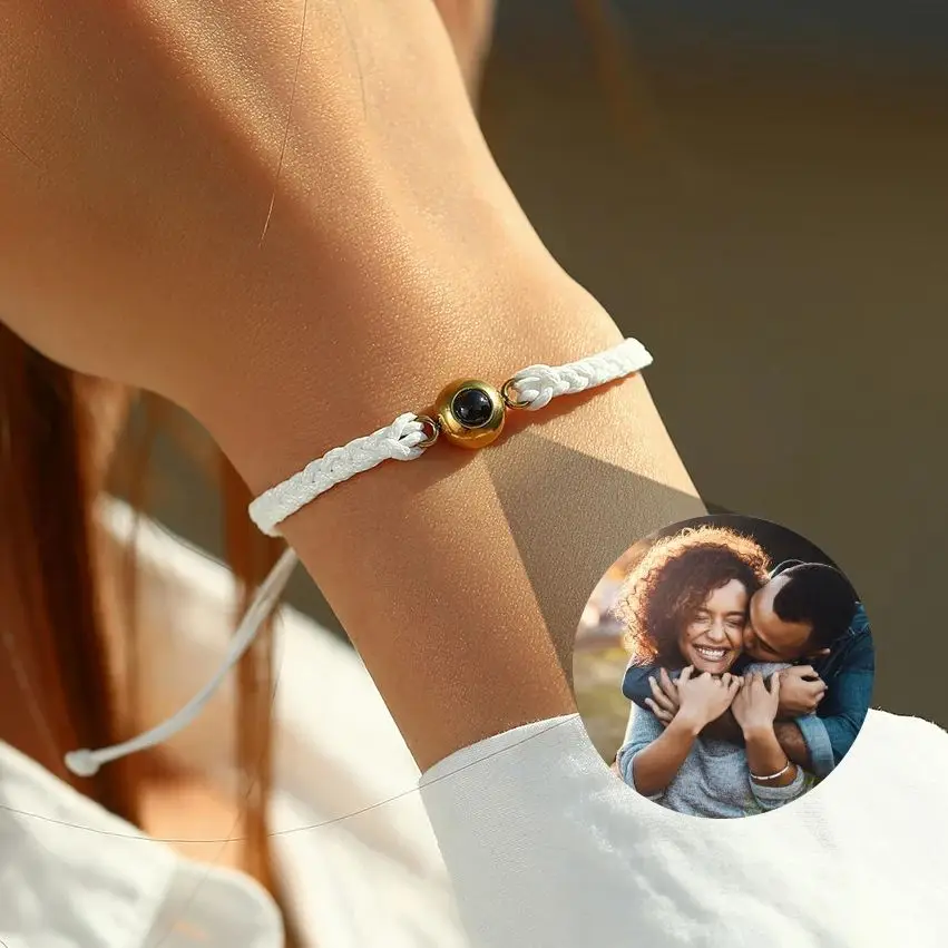 Personalized Customized Photo Projection Bracelet For Women Adjustable Projection Couple Bracelet Braiding Rope Bracelet Jewelry