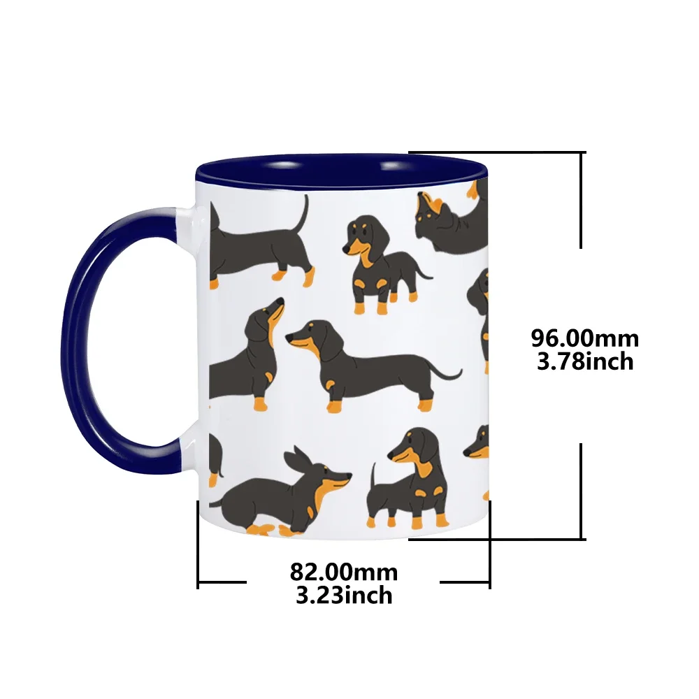 Cute Dachshund Print Coffee Mugs I Love Dachshunds Tea Cocoa Cup Customized Ceramic Cups Unique Gift for Pet Lovers Kids Friends