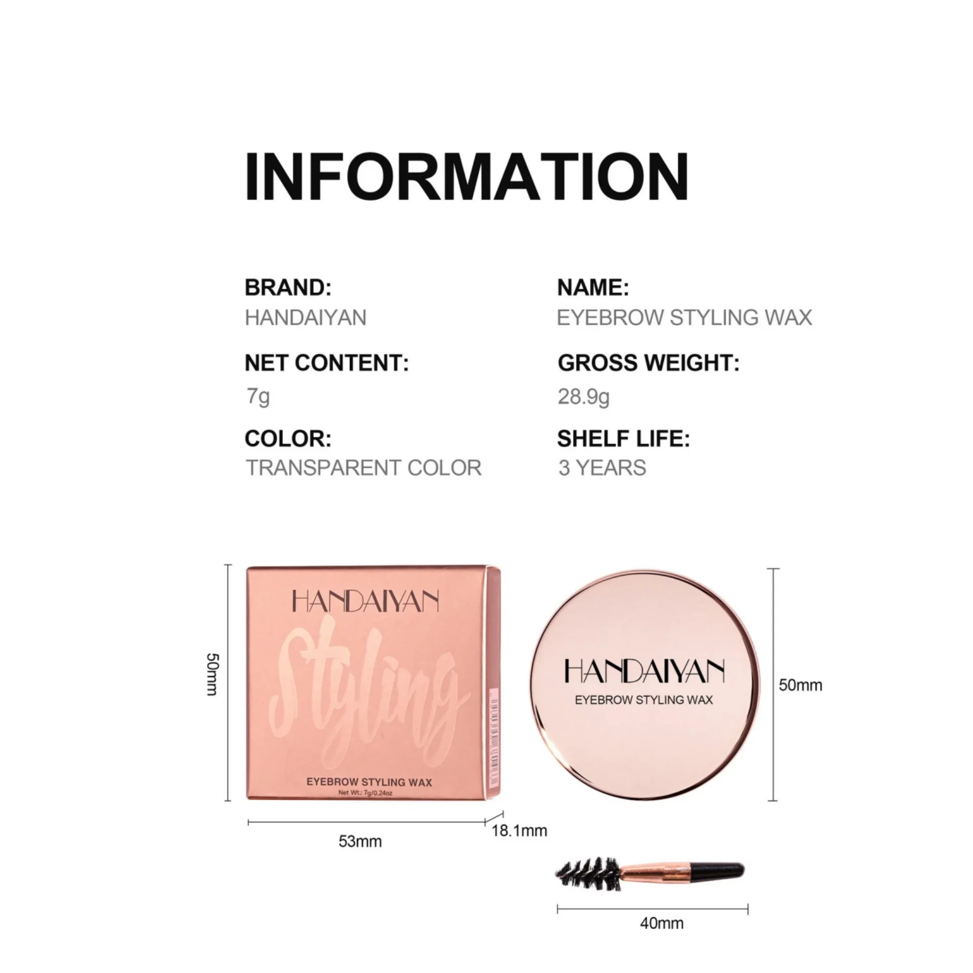 Pommade transparente pour femmes, Gel à sourcils, fixateur de cire avec brosse, maquillage cosmétique pour sourcils, savon coiffant