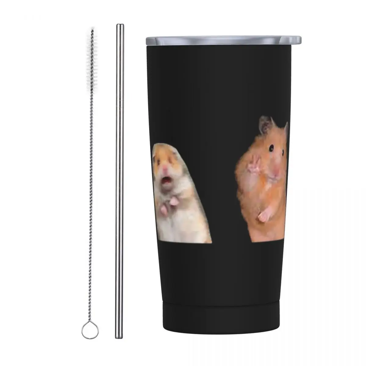 Hamster Meme Stainless Steel Tumbler Vacuum Insulated Mug Thermal Cold Cup Straw With Lid 20oz