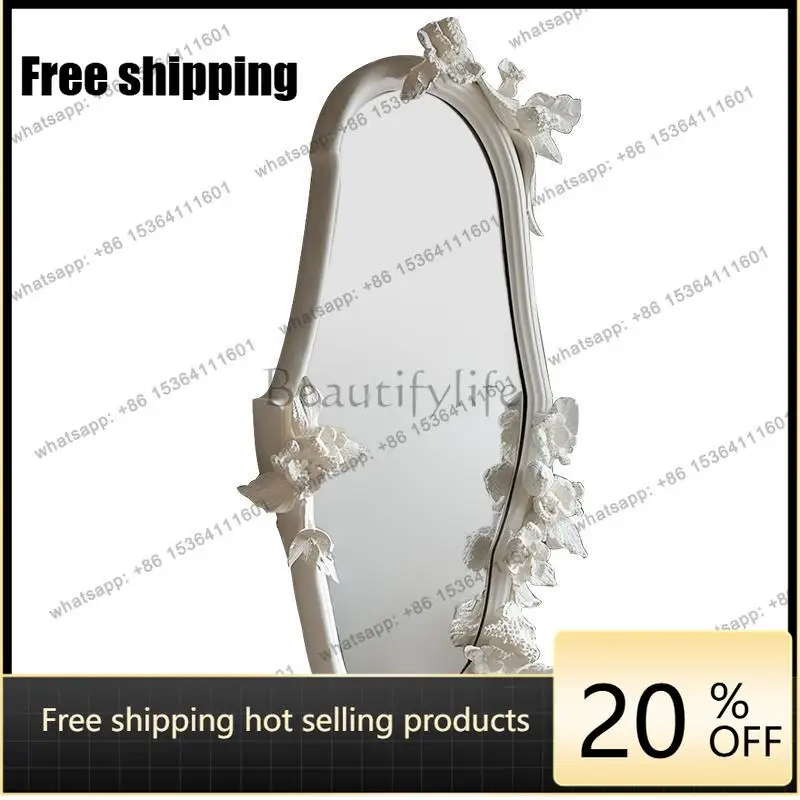 LS French dressing cream style art decoration fitting mirror entrance bathroom wall full mirror