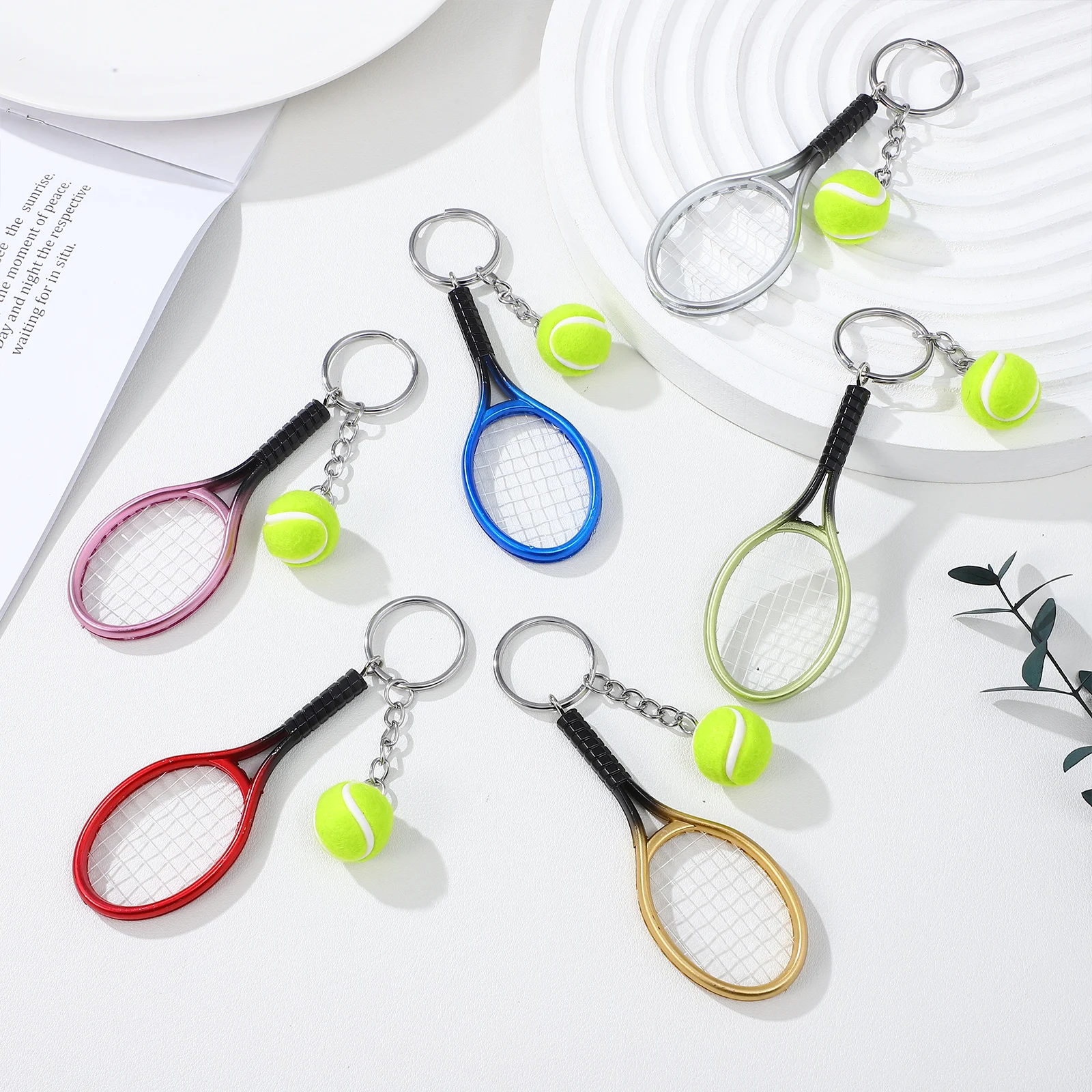 

24 Pcs Tennis Keychain Mini Decorative Balls Key Ring Holder Lightweight Compact Design Fits Bag Collection Needs