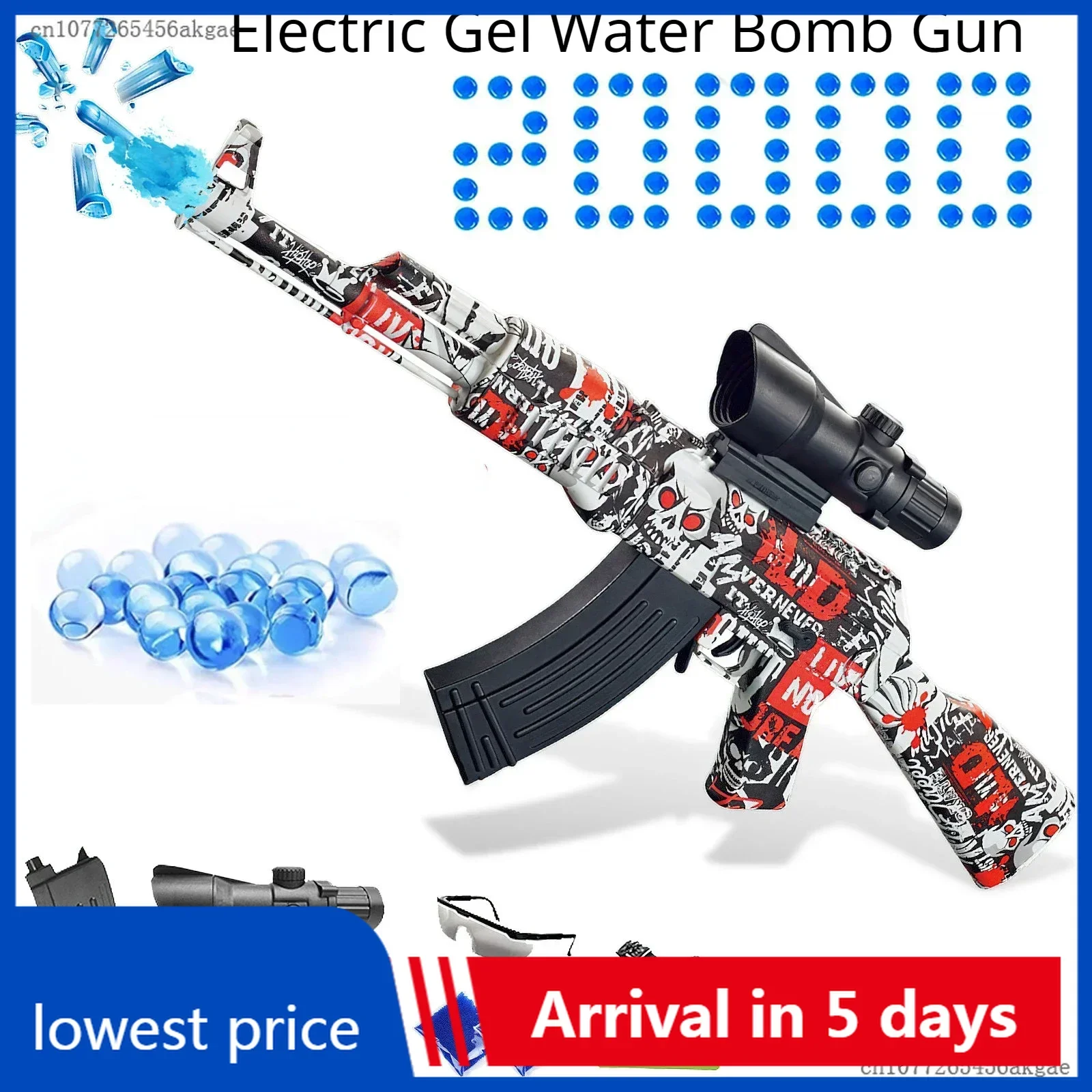 2024 New Automatic Outdoor Activities Game Shooting Weapon Gel Bullet Gun Gifts AK47 Gun Electric Burst Gel Water Bomb