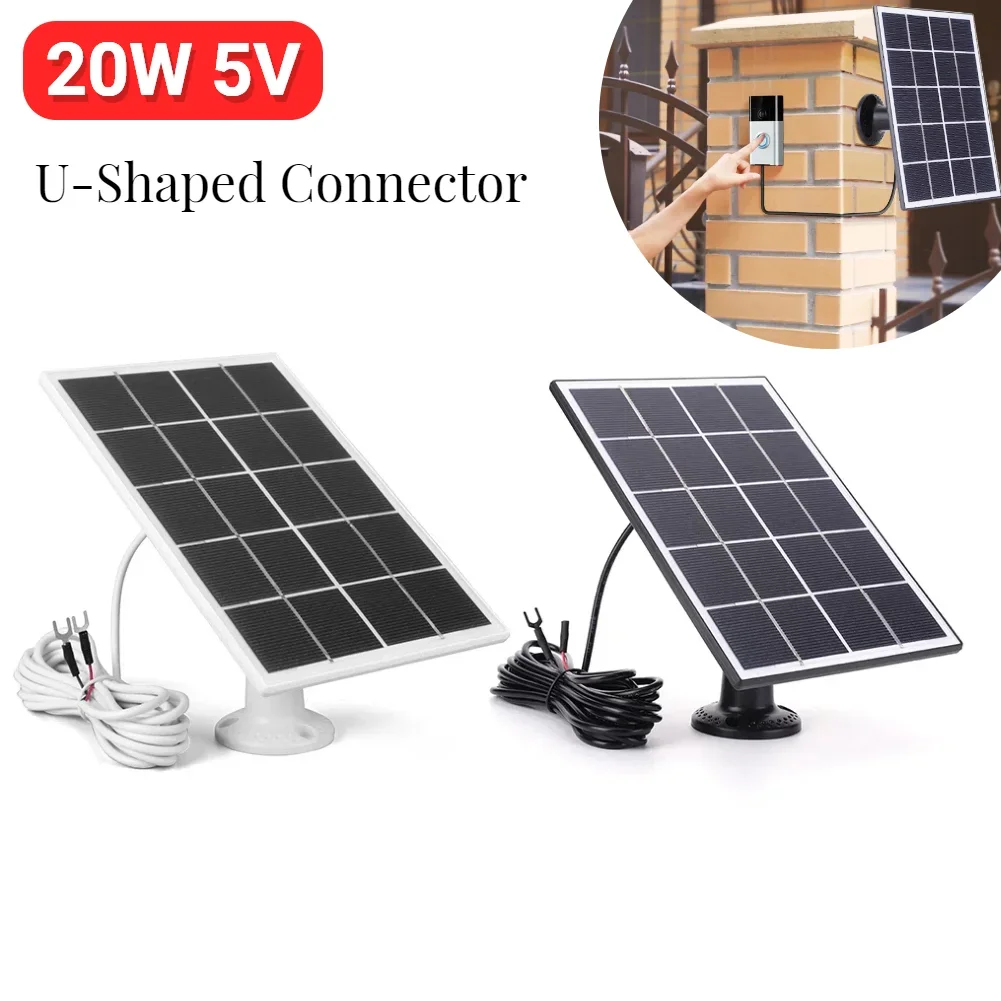 Panel Solar de 20W y 5V para timbre, Cable de carga de 9,8 pies, cargador de Panel Solar, Kit de Panel Solar para timbre de vídeo 4 3 Plus 2
