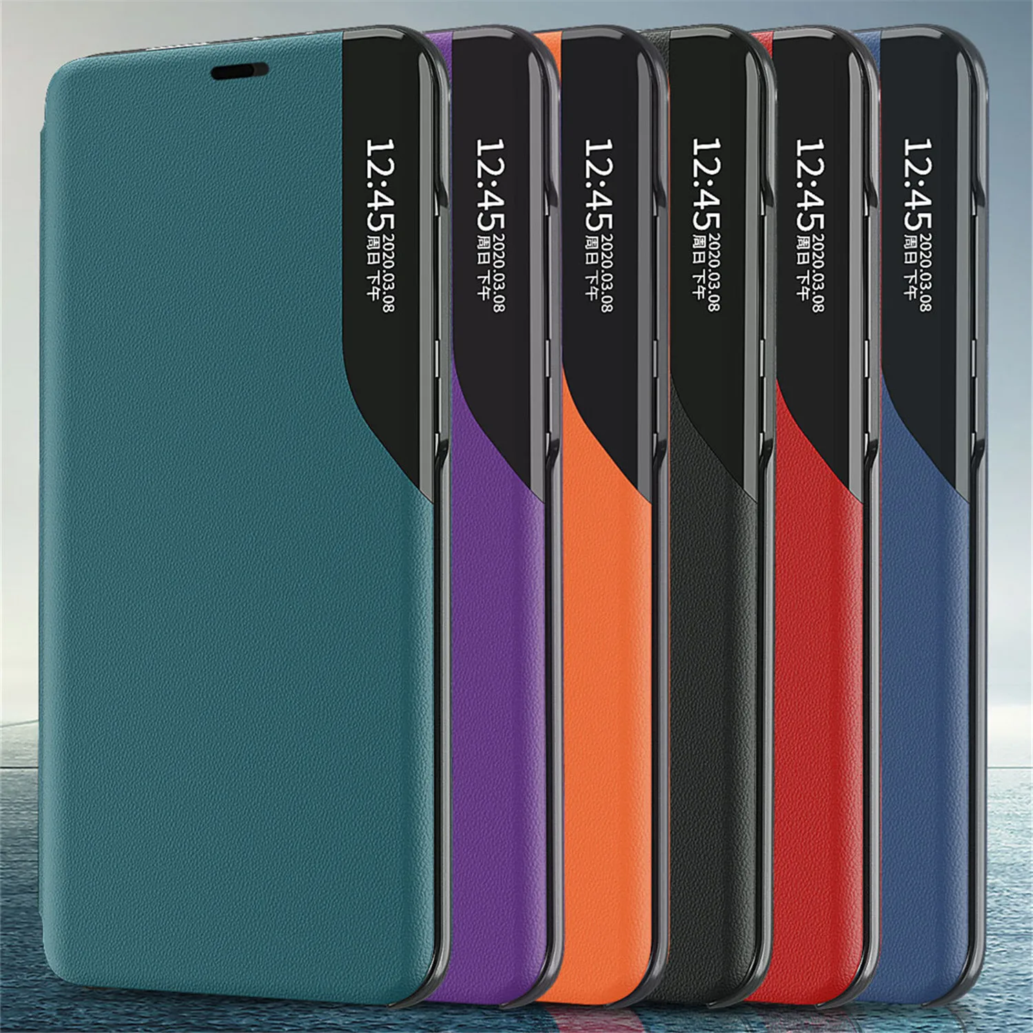 2023 Smart Clear View Flip Case For Samsung Galaxy S22 S21 Plus Note 20 Ultra S20 FE A53 A52 A72 5G A51 S23 A12 Stand Leather Co