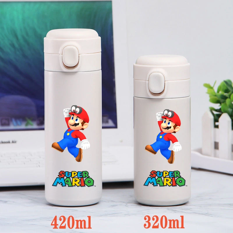 320/420ML Super Mario Bros.Stainless Steel Water Cup Vacuum Thermos Cup Travel Portable Insulated Bottle Keep Warm Cold Cartoon