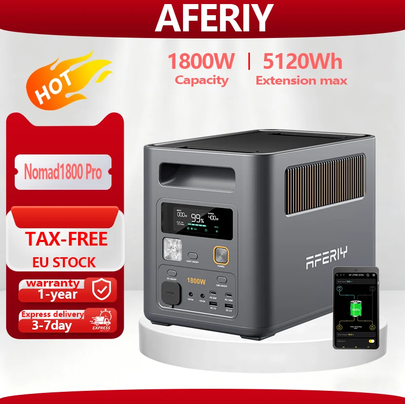 AFERIY NOMAD1800 PRO Tragbare Powerstation 1800W 3600W Spitzenleistung …