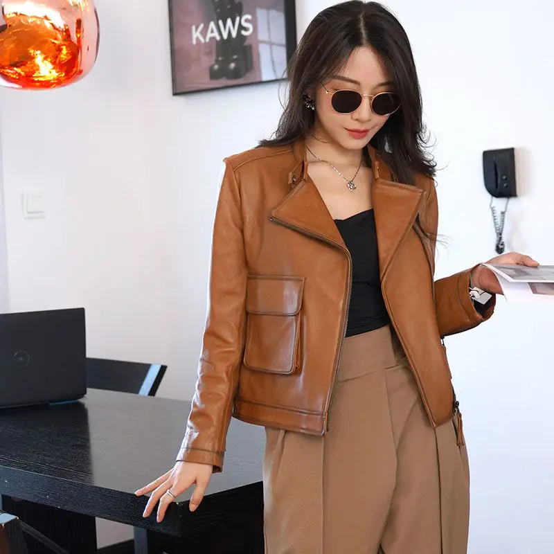 Abrigo corto de cuero templado para mujer, chaqueta gruesa Retro informal, prendas de vestir ajustadas, moda femenina, otoño e invierno, nuevo, 2024