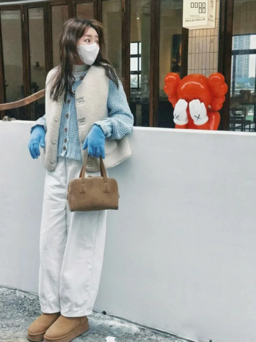 

Корейский Sle, повседневный универсальный жилет из овечьего меха, кардиган, женский осенне-зимний элегантный нежный многослойный жилет с v-образным вырезом