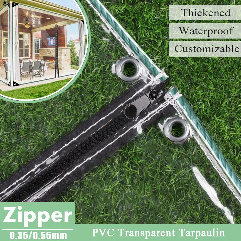 

0,35 и 0,55 мм прозрачный холст из ПВХ с застежкой-молнией, утолщенный прозрачный брезент, терраса, непромокаемый экран, павильон, водонепроницаемые паруса