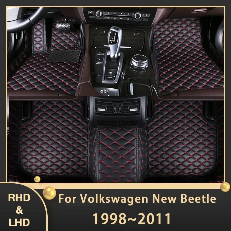 Car Floor Mats For Volkswagen New Beetle 1998~2011 Auto Custom Auto Foot Pads Leather Carpet Interior Accessories 2008 2009 2010