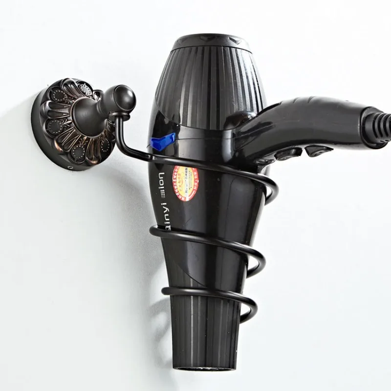 Black Brass Hair Dryer Holder Wall-mounted Bathroom Hardware Manufacturer Wholesale