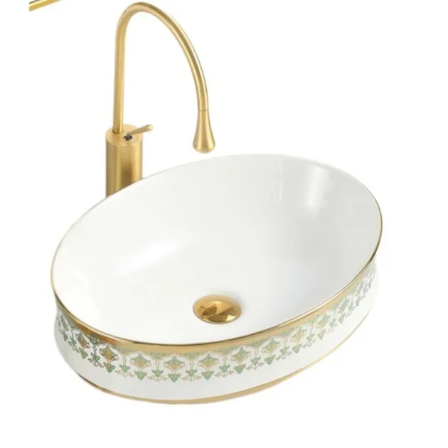 Golden European wash basin Embedded Taichung basin Oval ceramic table wash basin Wash basin Wash basin