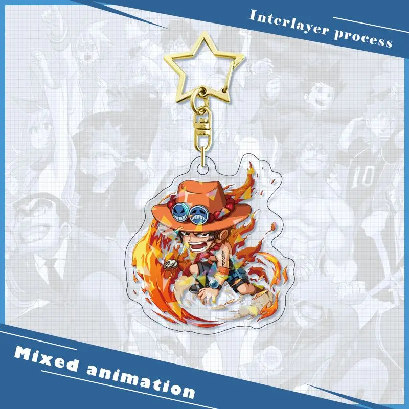 Kawaii Anime ONE PIECE Monkey D Luffy Boa Hancock Ace Acrylic Keychain Cartoon Nami Shanks Chopper Bag Pendant Toys for Girls