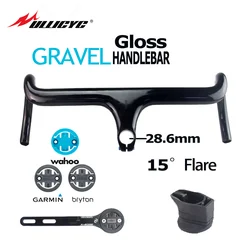 Gravel Integrated Handlebar 15 ° Flare 28.6mm With Adapters and Computer mount Full Internal Cable Routing  Full Internal T800