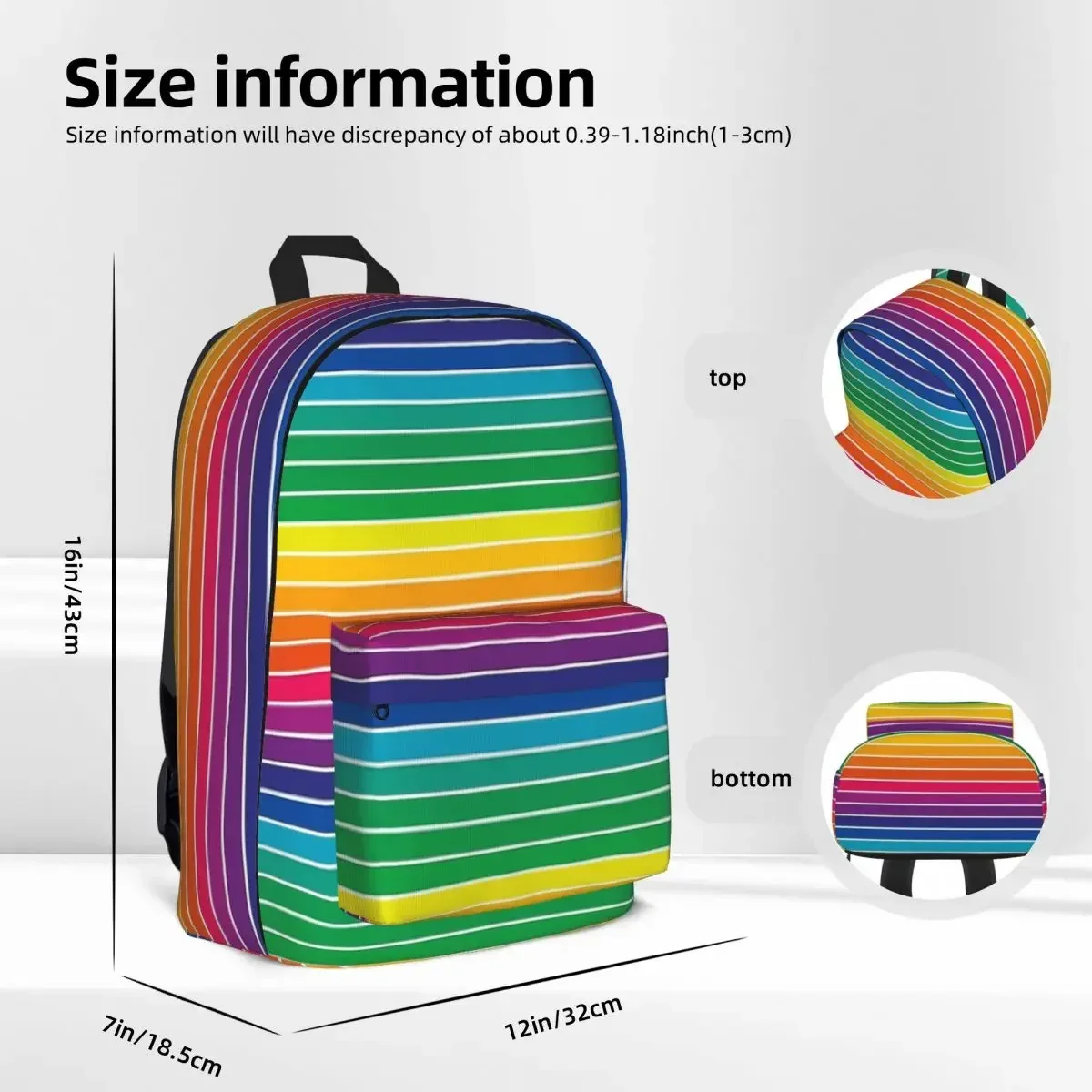 Rainbow Colors Backpacks Large Capacity Student Book bag Shoulder Bag Laptop Rucksack Casual Travel Rucksack Children School Bag