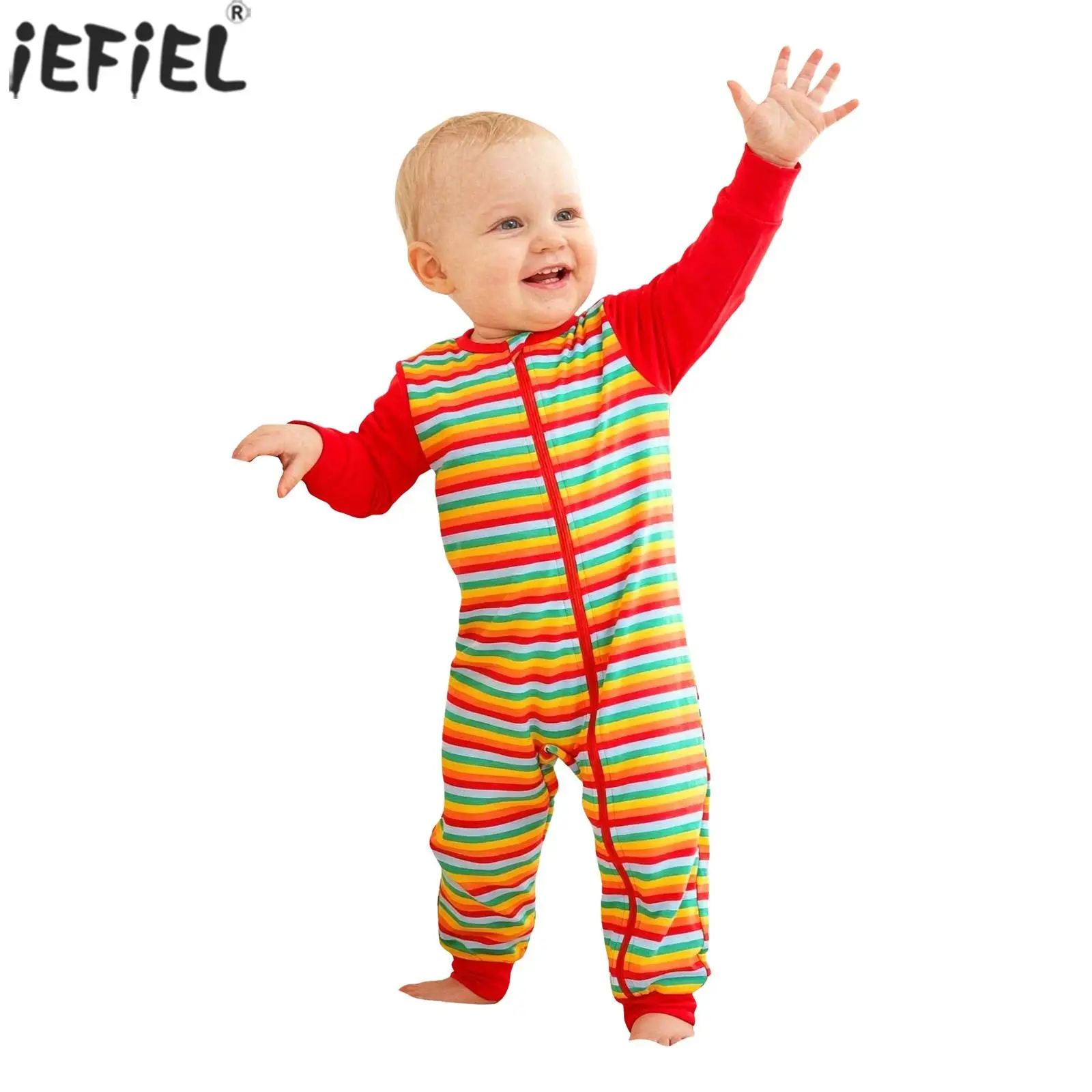 Special Needs Adaptive Clothing for Baby Infant Long Sleeve Zipper Front Stripe Rompers Jumpsuit Hospital Care Homewear Playwear