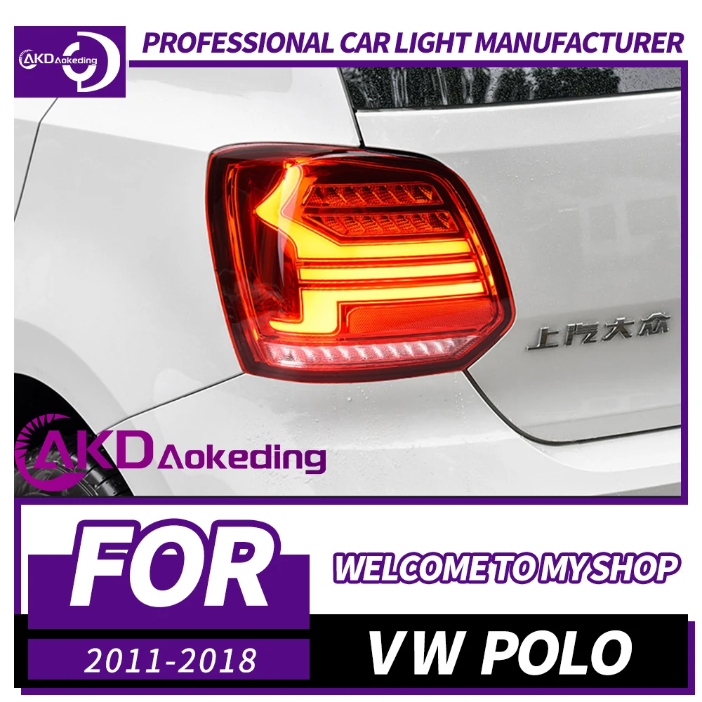 

Задний фонарь AKD для VW Polo, задний фонарь 2011-2018, светодиодные задние фонари Polo, задний противотуманный тормозной сигнал поворота, автомобильные аксессуары
