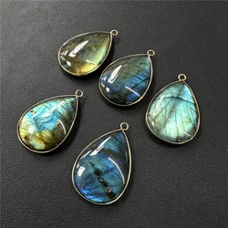 Natural Stone Faceted Shiny Labradorite Beads Pendant 26x35mm Water Drop lapis lazuli Quartz Pendants for Jewelry Making DIY