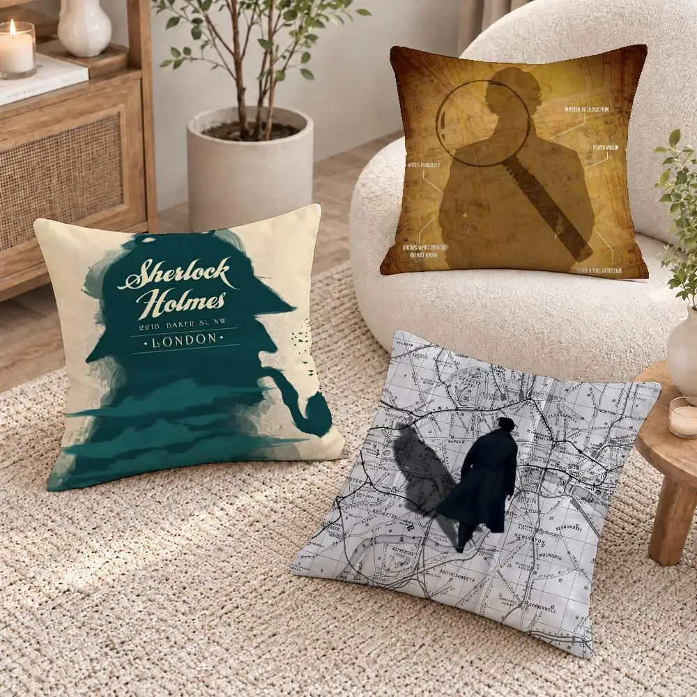 Smart Show Sherlock Holmes Cushion Cover Short Plush Pillow Cover, Washable Wrinkle-Resistant for Sofa Bedroom Decor Gift