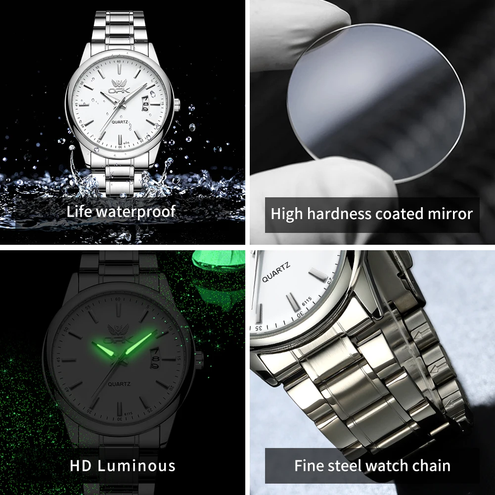 OPK 6010 Mens Watch Simple Fashion Original Quartz Wristwatch Waterproof Luminous Watches For Men Chronograph Date Reloj Hombre